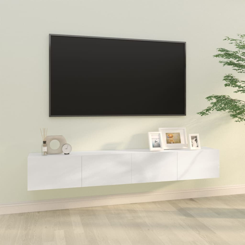 Wall TV Cabinets 2 pcs High Gloss White 100x30x30 cm Engineered Wood