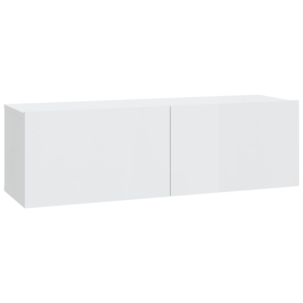 Wall TV Cabinets 2 pcs High Gloss White 100x30x30 cm Engineered Wood