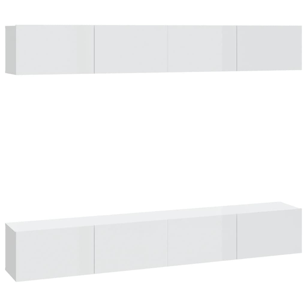 Wall TV Cabinets 4 pcs High Gloss White 100x30x30 cm