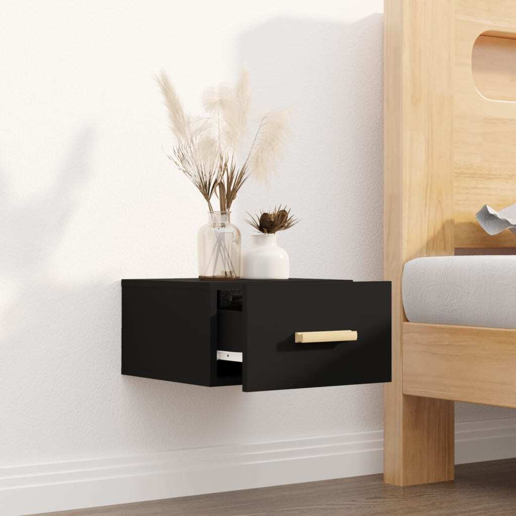 Wall-mounted Bedside Cabinet Black 35x35x20 cm