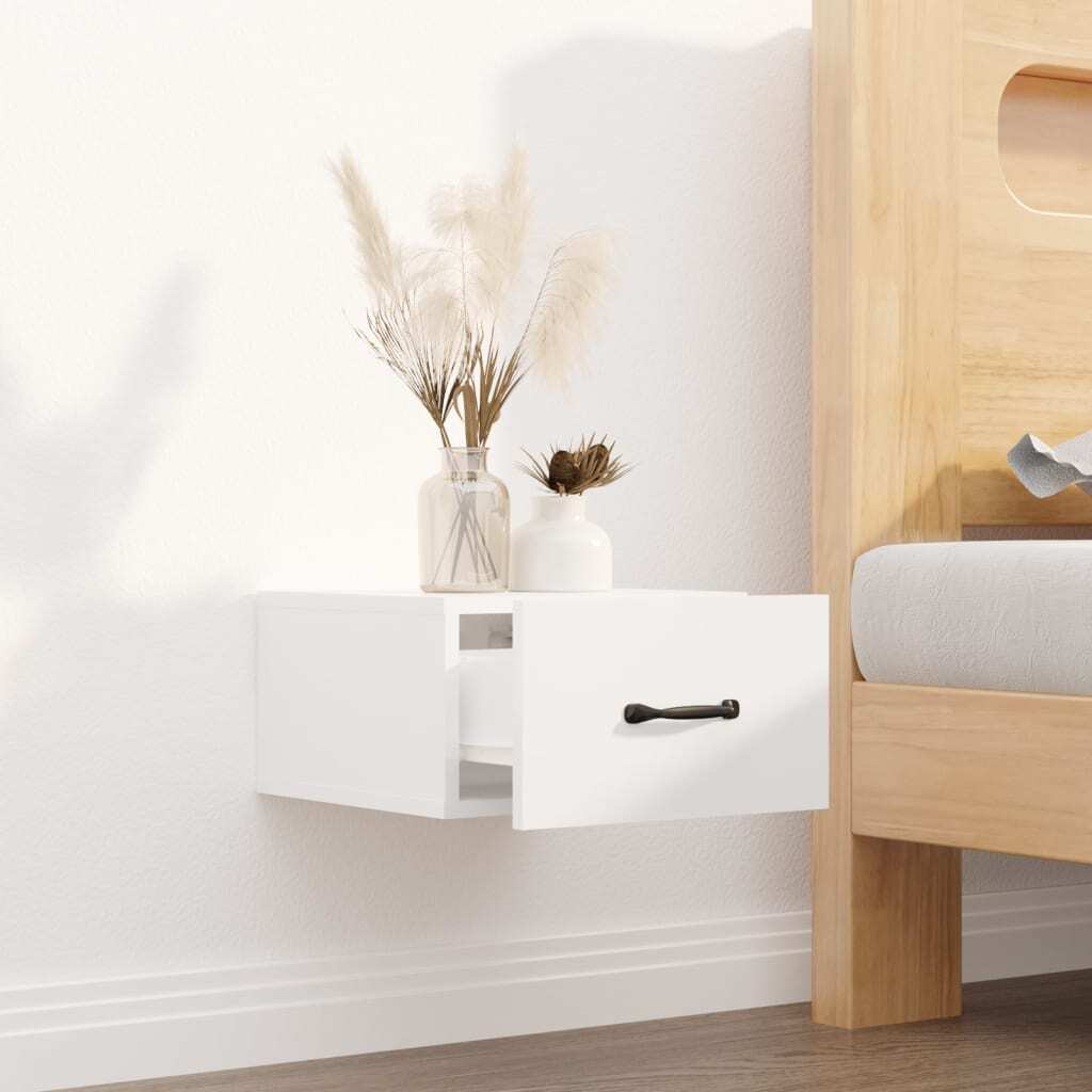 Wall-mounted Bedside Cabinet High Gloss White 35x35x20 cm