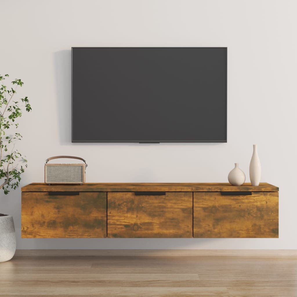Wall Cabinet Smoked Oak 102x30x20 cm Engineered Wood