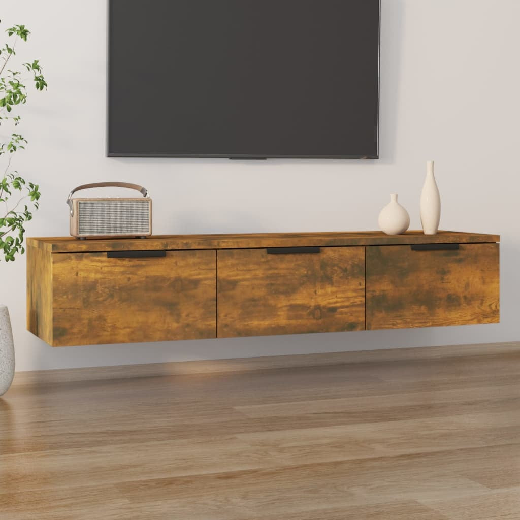 Wall Cabinet Smoked Oak 102x30x20 cm Engineered Wood