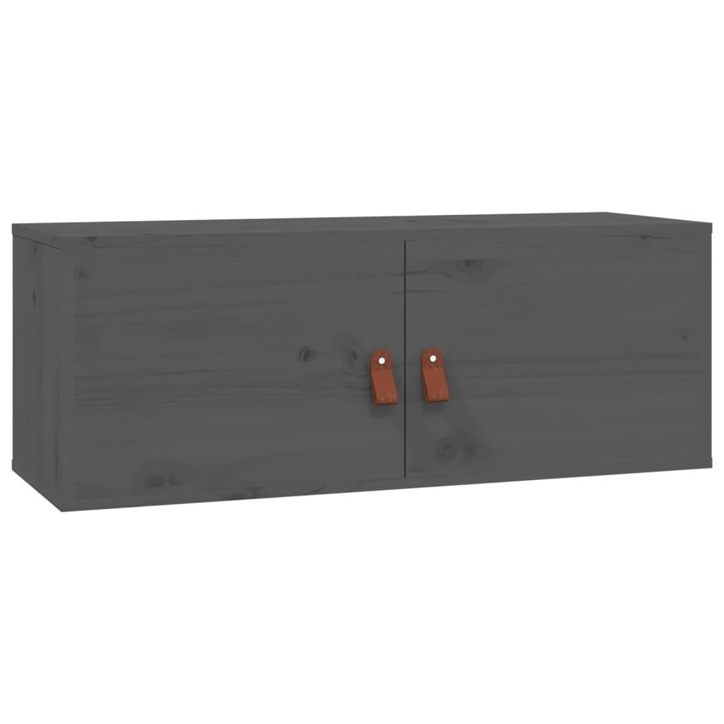 Wall Cabinets 2 pcs Grey 80x30x30 cm Solid Wood Pine