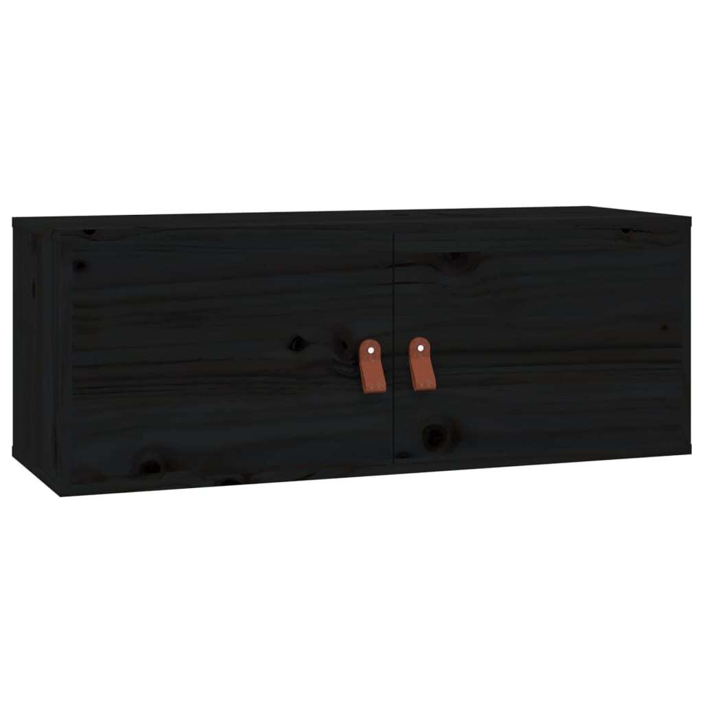 Wall Cabinets 2 pcs Black 80x30x30 cm Solid Wood Pine