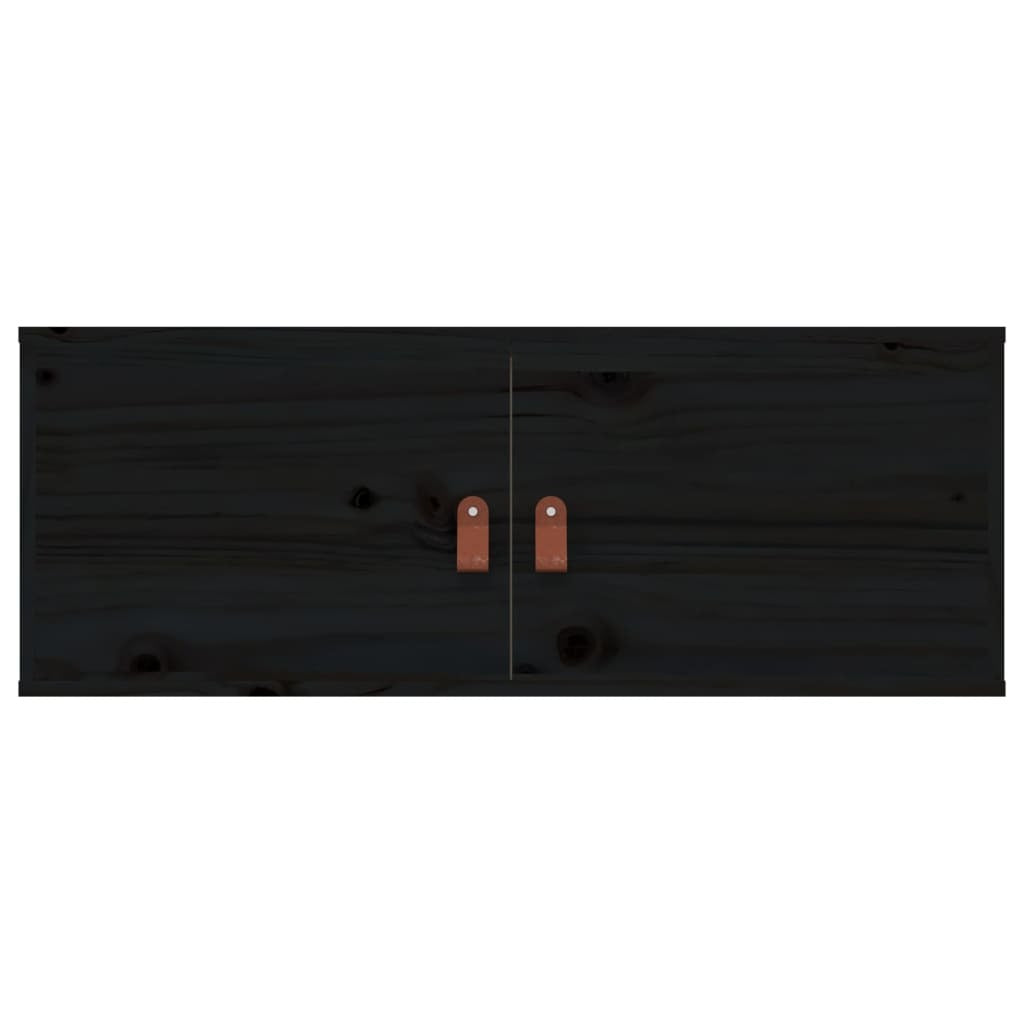 Wall Cabinets 2 pcs Black 80x30x30 cm Solid Wood Pine