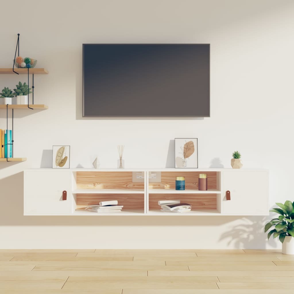 Wall Cabinets 2 pcs White 80x30x30 cm Solid Wood Pine