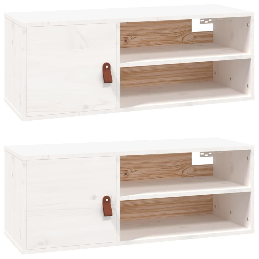 Wall Cabinets 2 pcs White 80x30x30 cm Solid Wood Pine