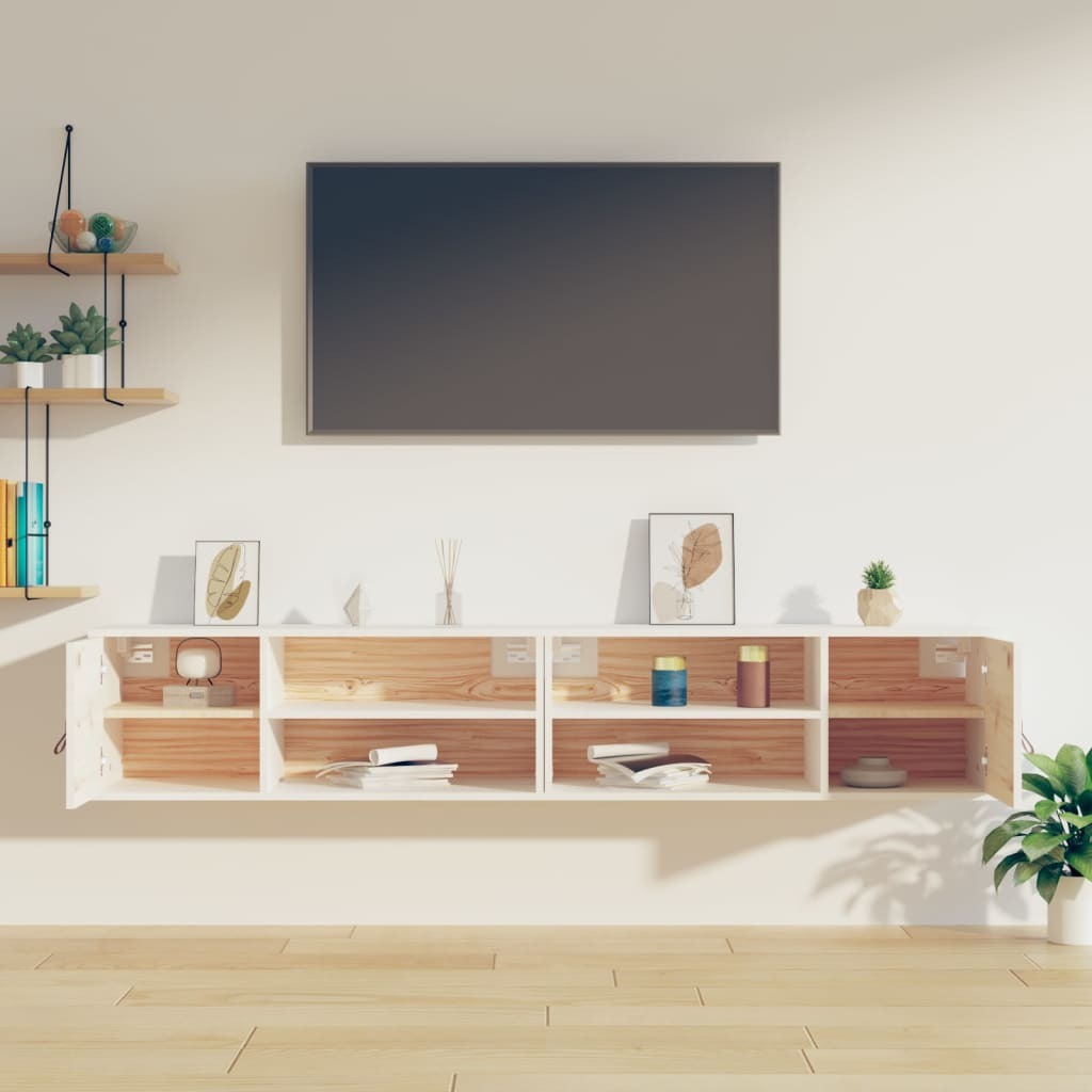 Wall Cabinets 2 pcs White 80x30x30 cm Solid Wood Pine