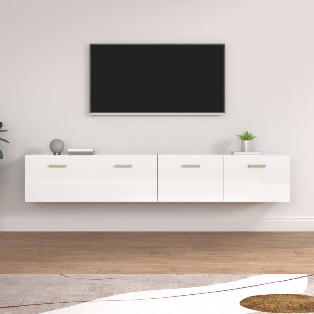 Wall Cabinets 2 pcs High Gloss White 100x36.5x35 cm Engineered Wood