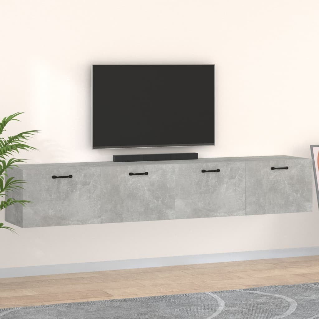 Wall Cabinets 2 pcs Concrete Grey 100x36.5x35 cm Engineered Wood