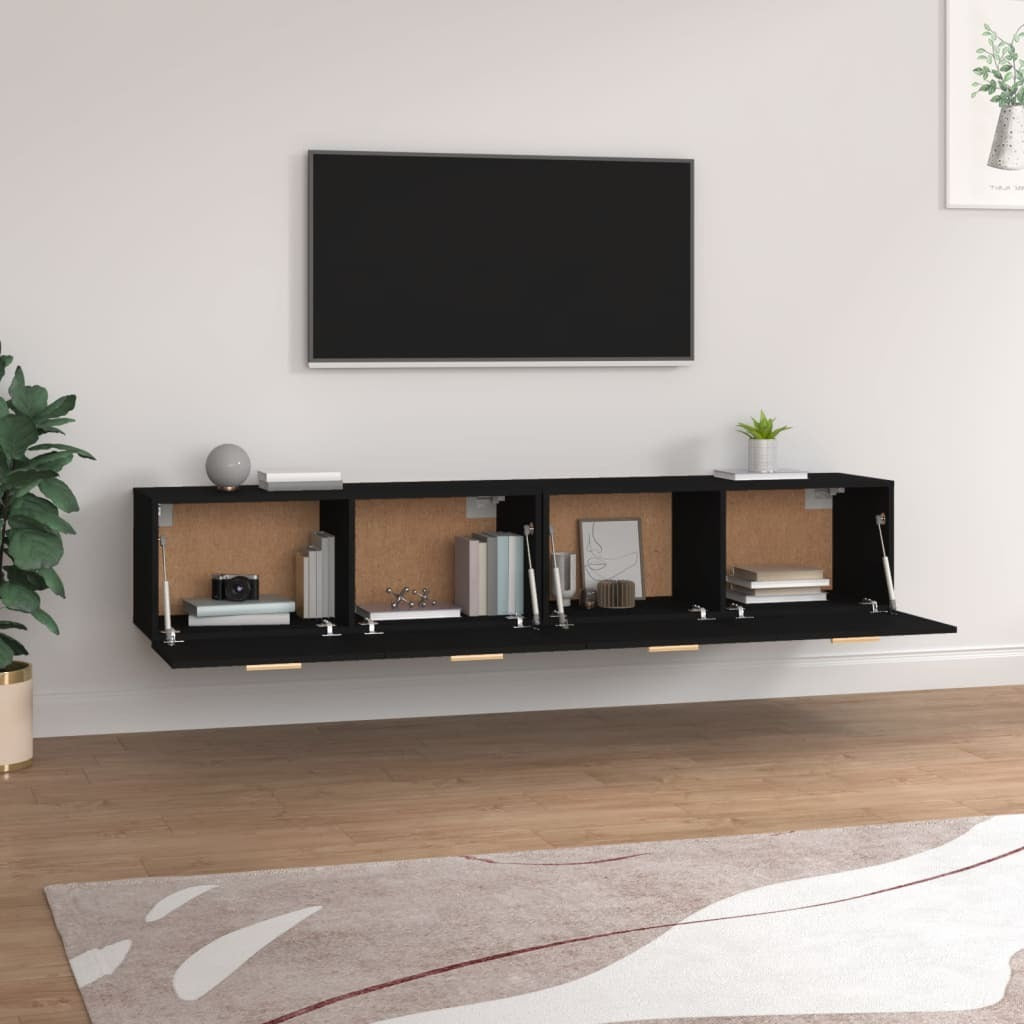 Wall Cabinets 2 pcs Black 100x36.5x35 cm Engineered Wood
