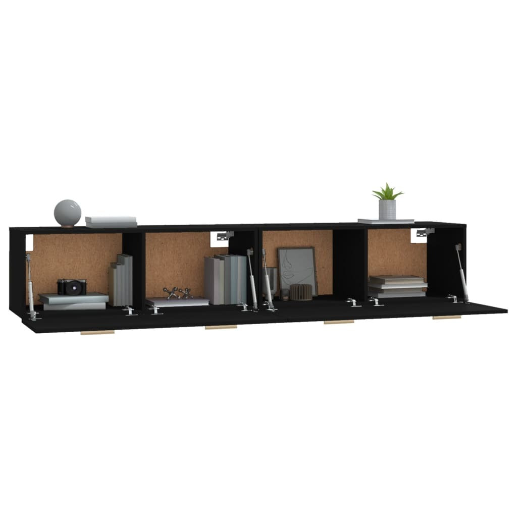 Wall Cabinets 2 pcs Black 100x36.5x35 cm Engineered Wood
