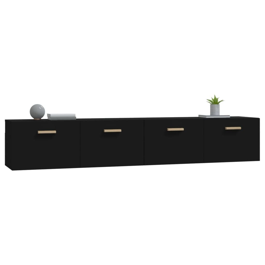 Wall Cabinets 2 pcs Black 100x36.5x35 cm Engineered Wood
