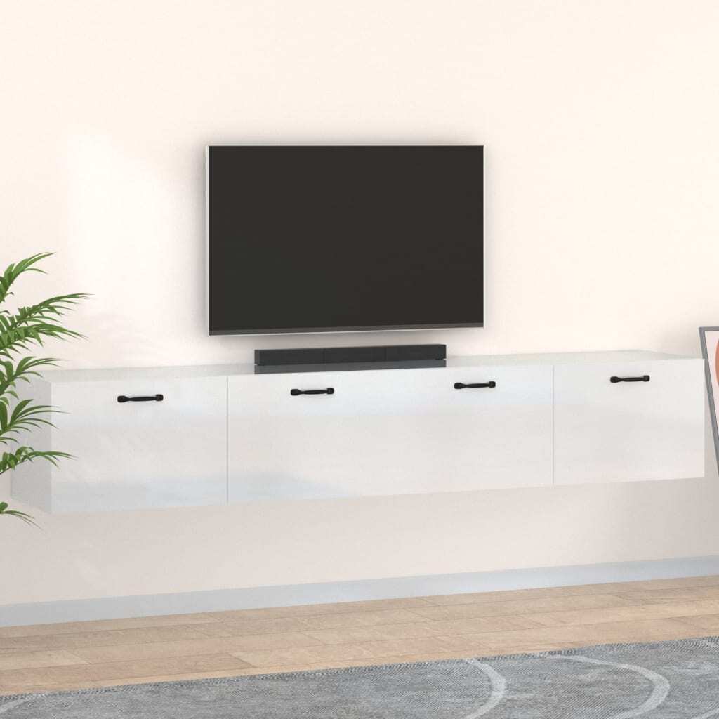 Wall Cabinets 2 pcs High Gloss White 100x36.5x35 cm Engineered Wood
