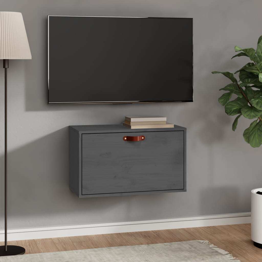 Wall Cabinet Grey 60x30x35 cm Solid Wood Pine