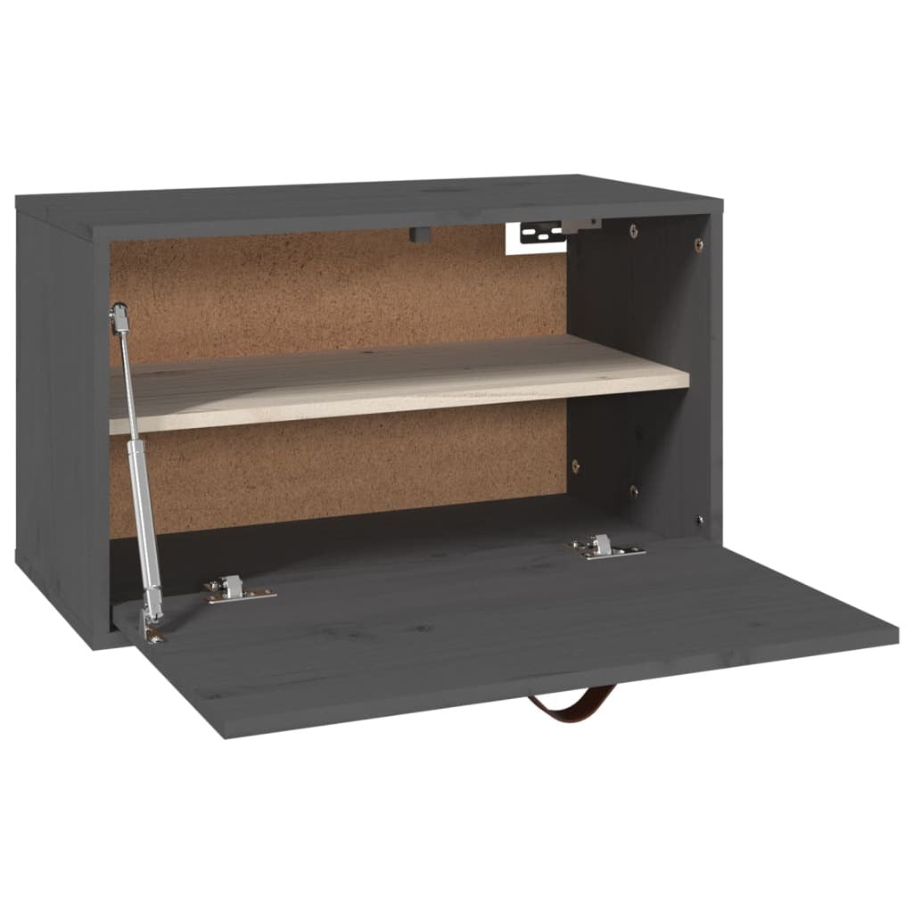 Wall Cabinet Grey 60x30x35 cm Solid Wood Pine