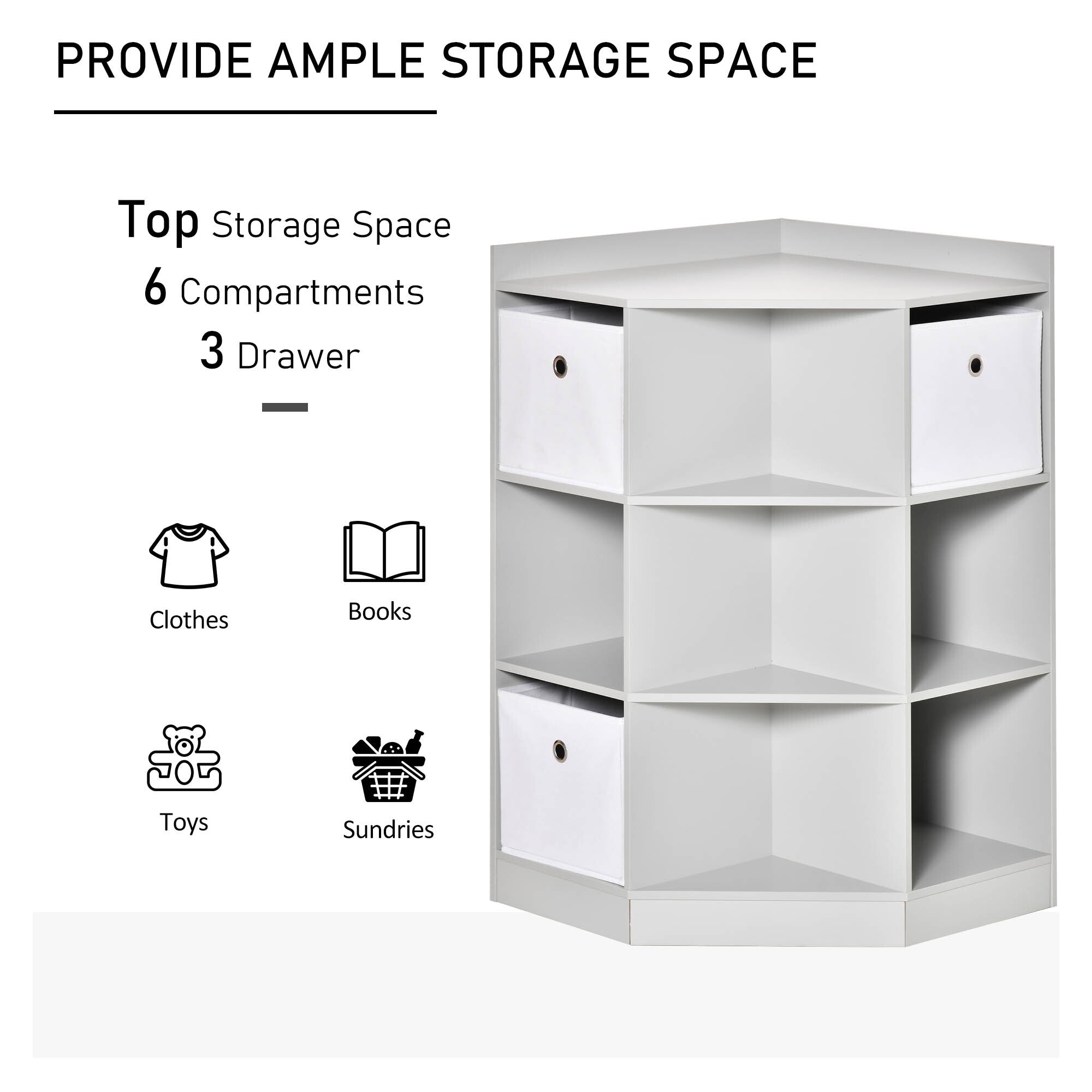 Kids Storage Cabinet Corner Organizer with Anti-tipping Hardware Drawer HOMCOM