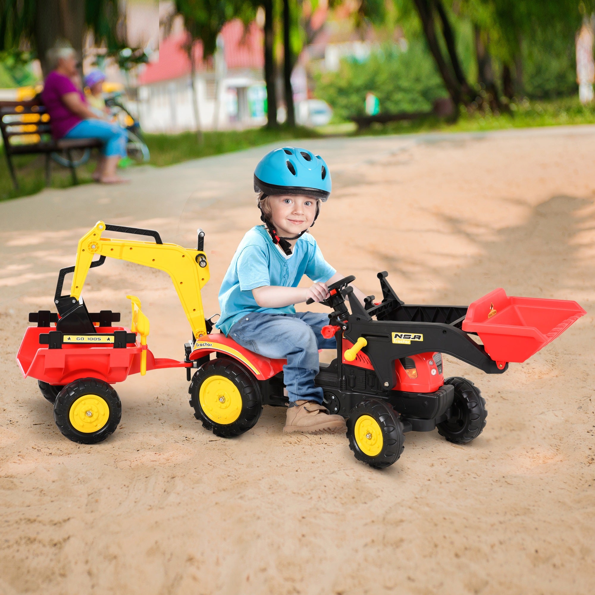 Pedal Powered Tractor Ride-On Car Moving Bucket Steering Wheel 3-6 Yrs