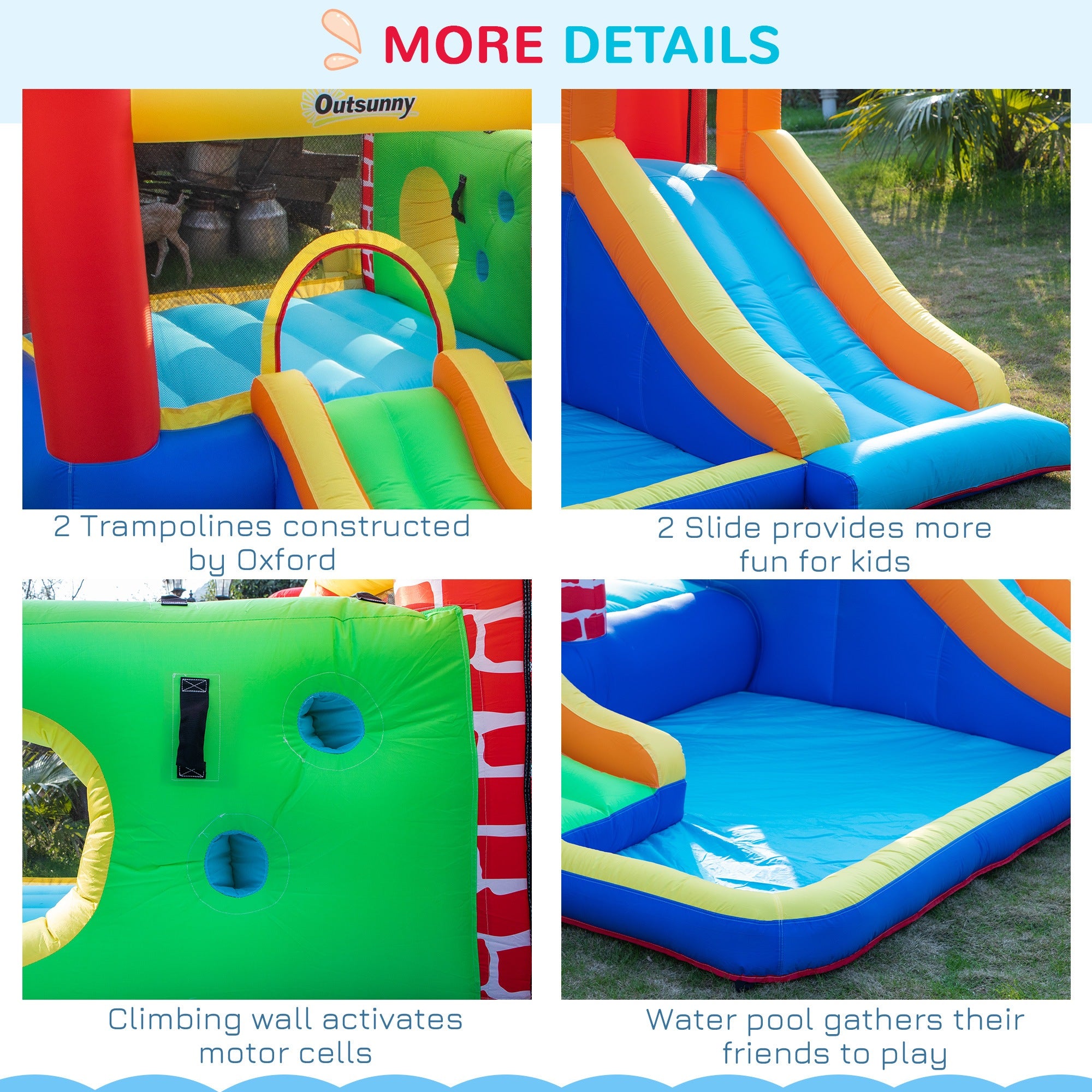 Kids Bouncy Castle with Double Slides Pool Trampoline with Blower
