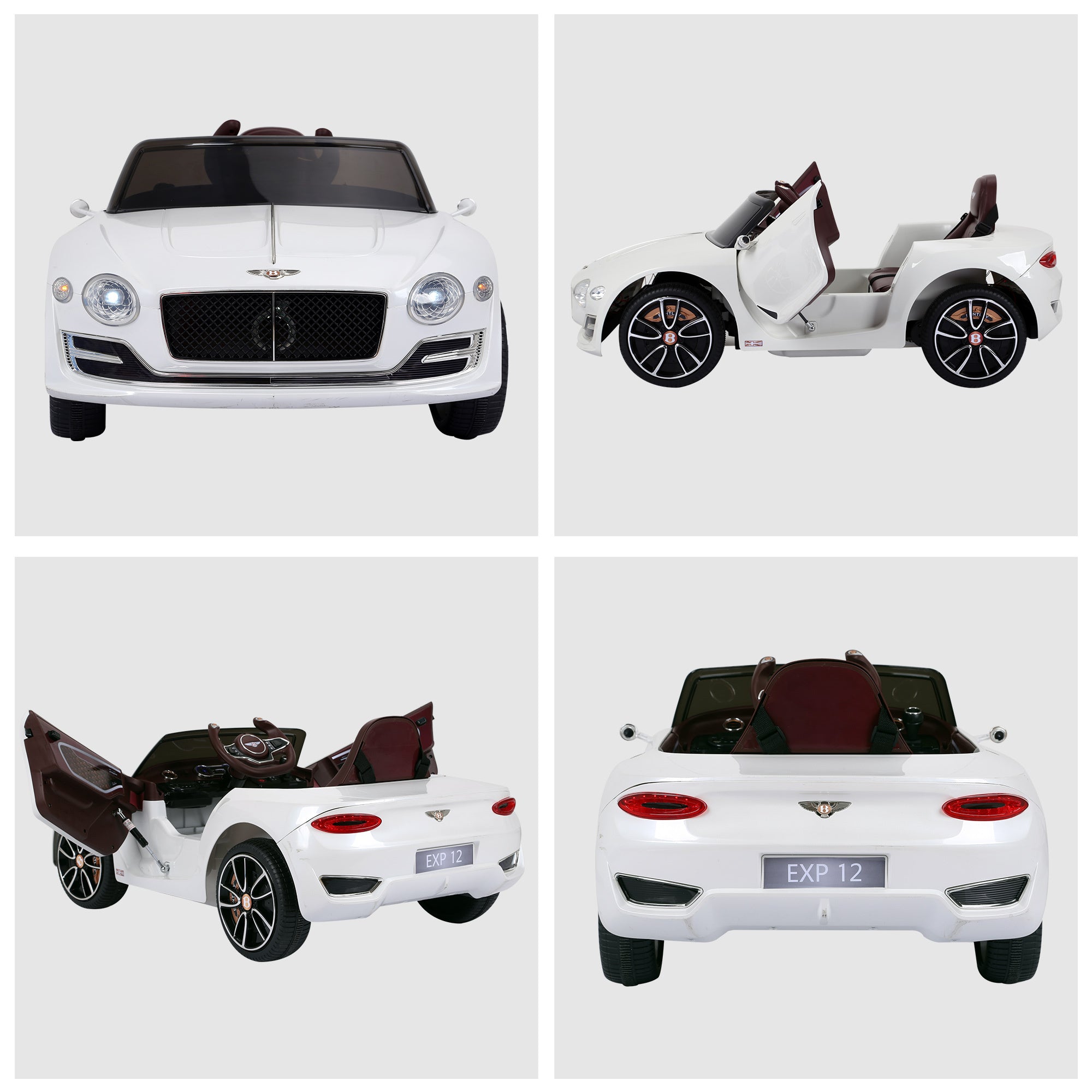 Electric Ride-on Car w/ LED Lights Music Parental Remote Control White HOMCOM