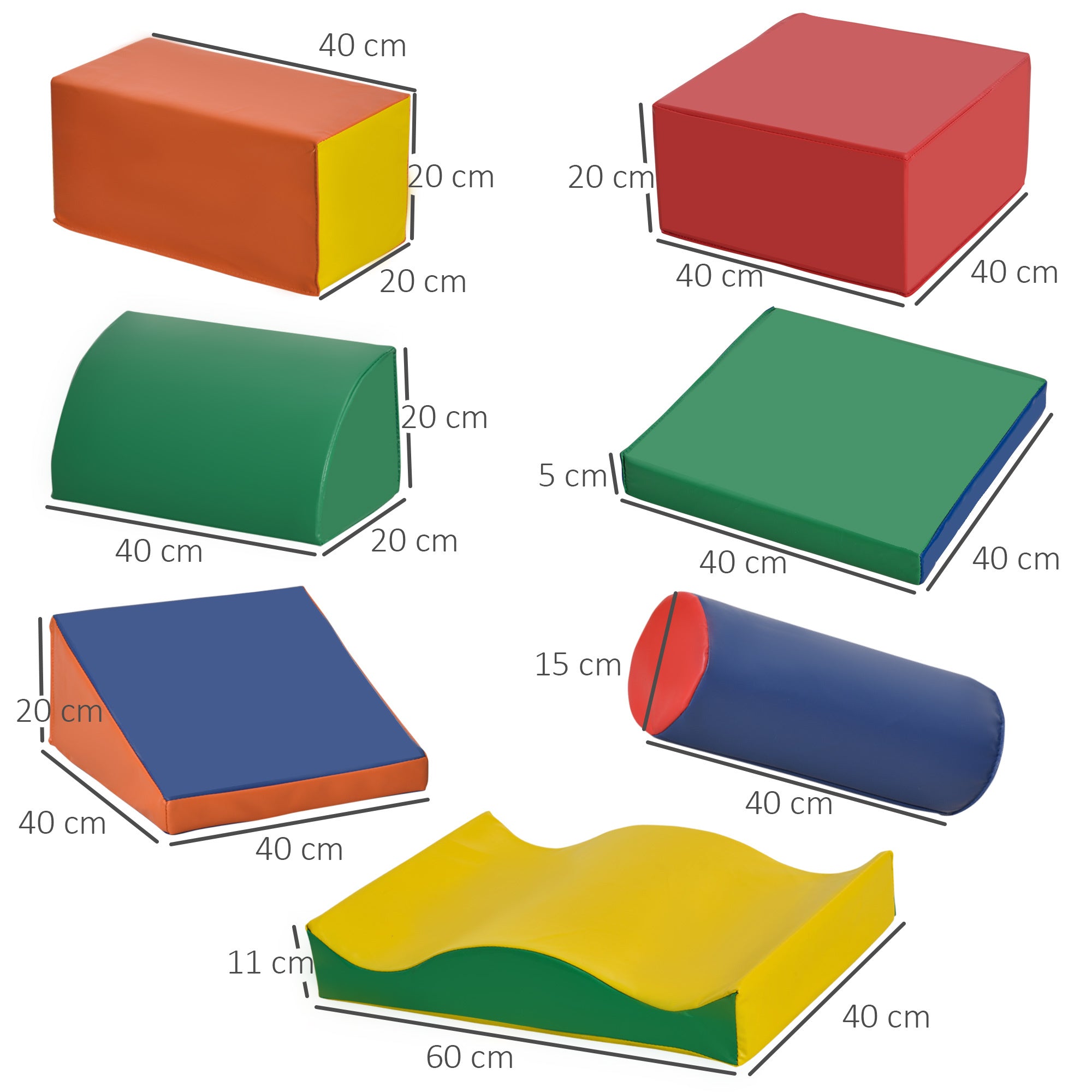 HOMCOM 7 Pcs Kids Soft Foam Puzzle Play Blocks Set Learning Toddler Activity