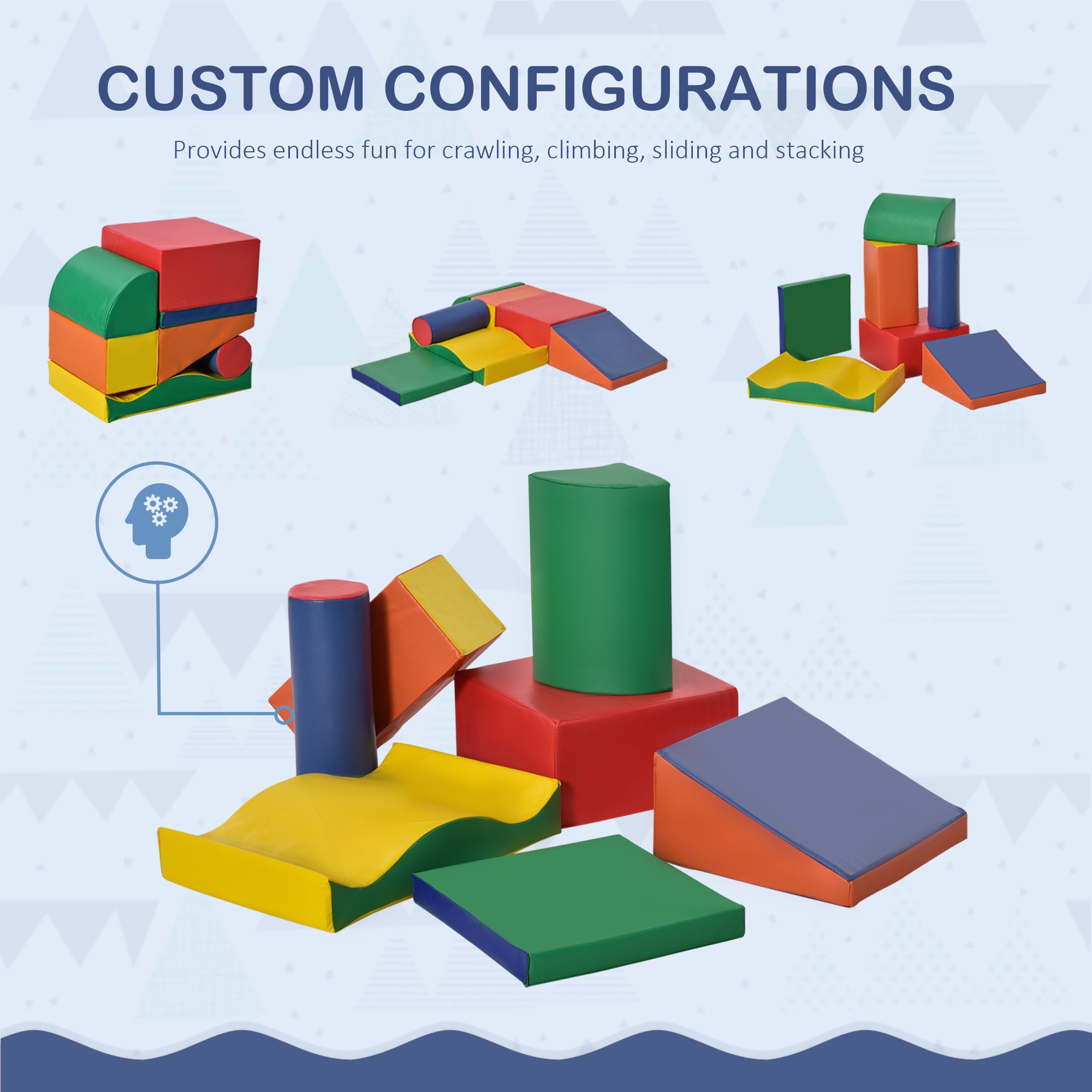 HOMCOM 7 Pcs Kids Soft Foam Puzzle Play Blocks Set Learning Toddler Activity