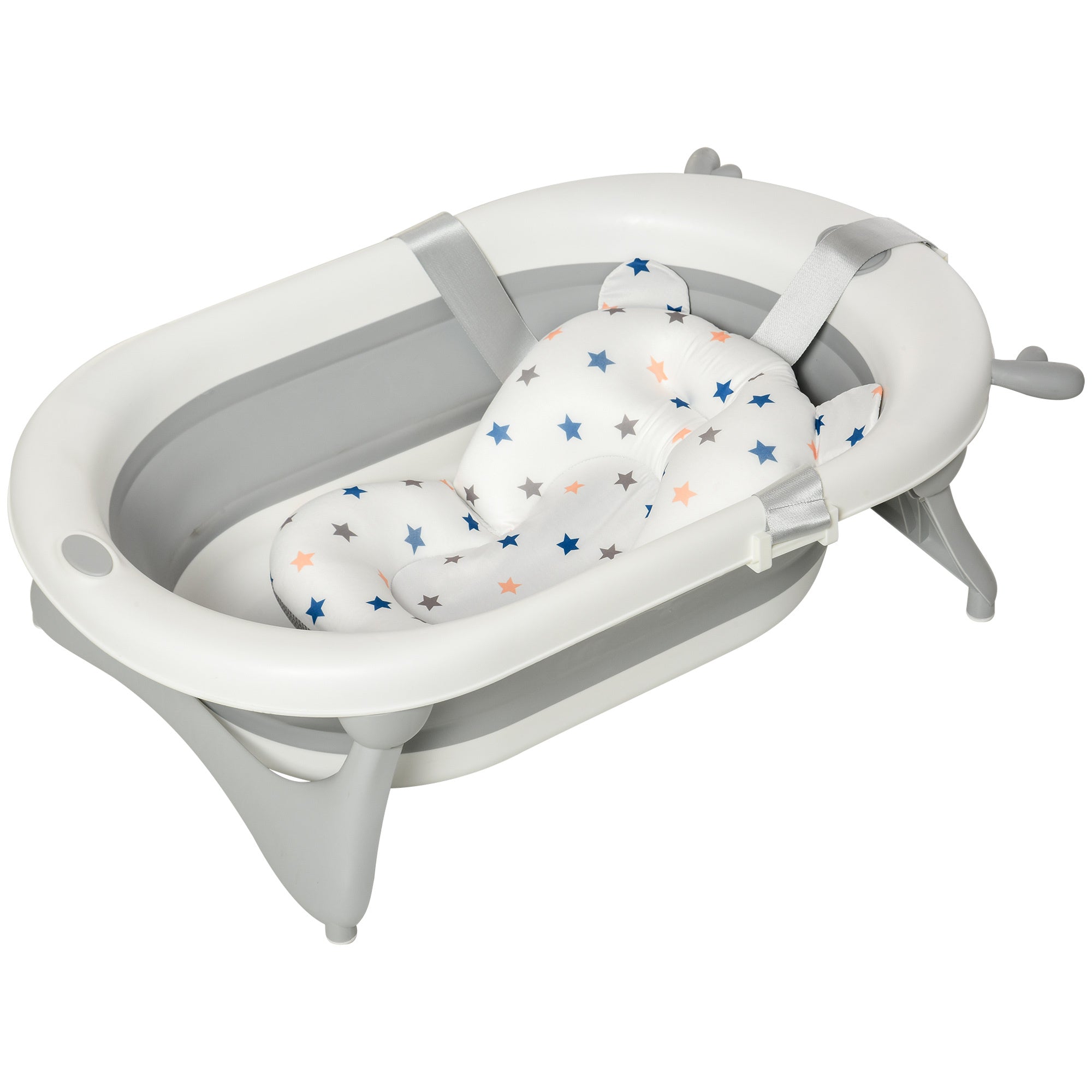 Foldable Baby Bath Tub Ergonomic with Temperature-Induced Water Plug