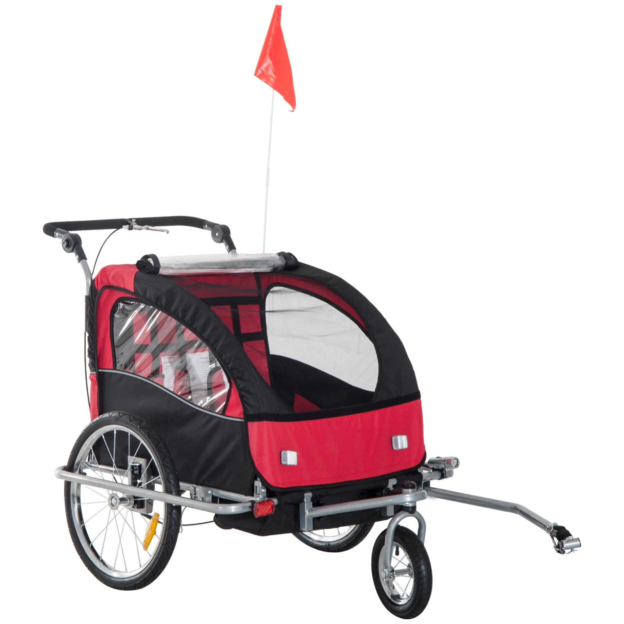Bike Trailer 2-Seater for Bicycle Baby Child Carrier 2-Seater Red HOMCOM