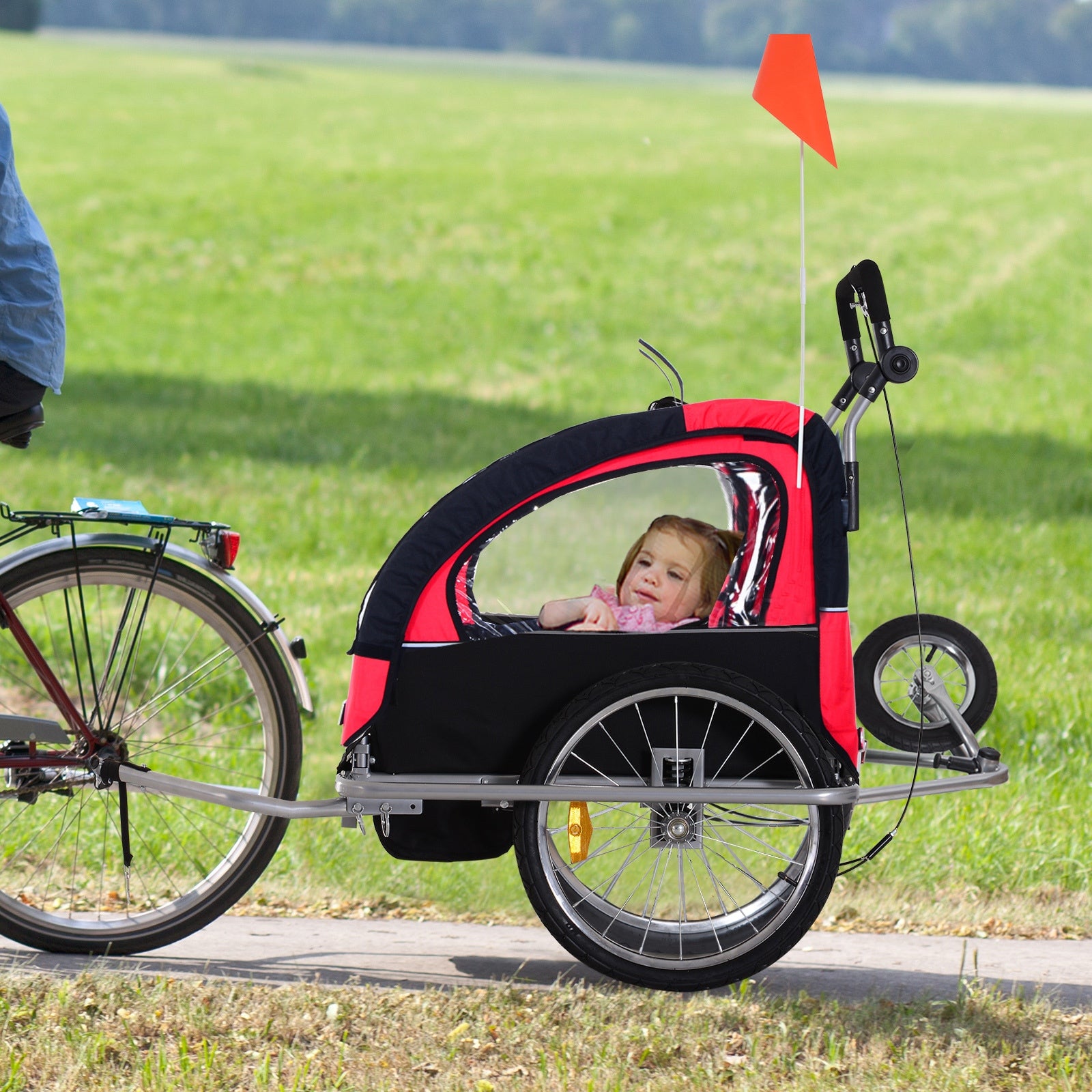 Bike Trailer 2-Seater for Bicycle Baby Child Carrier 2-Seater Red HOMCOM