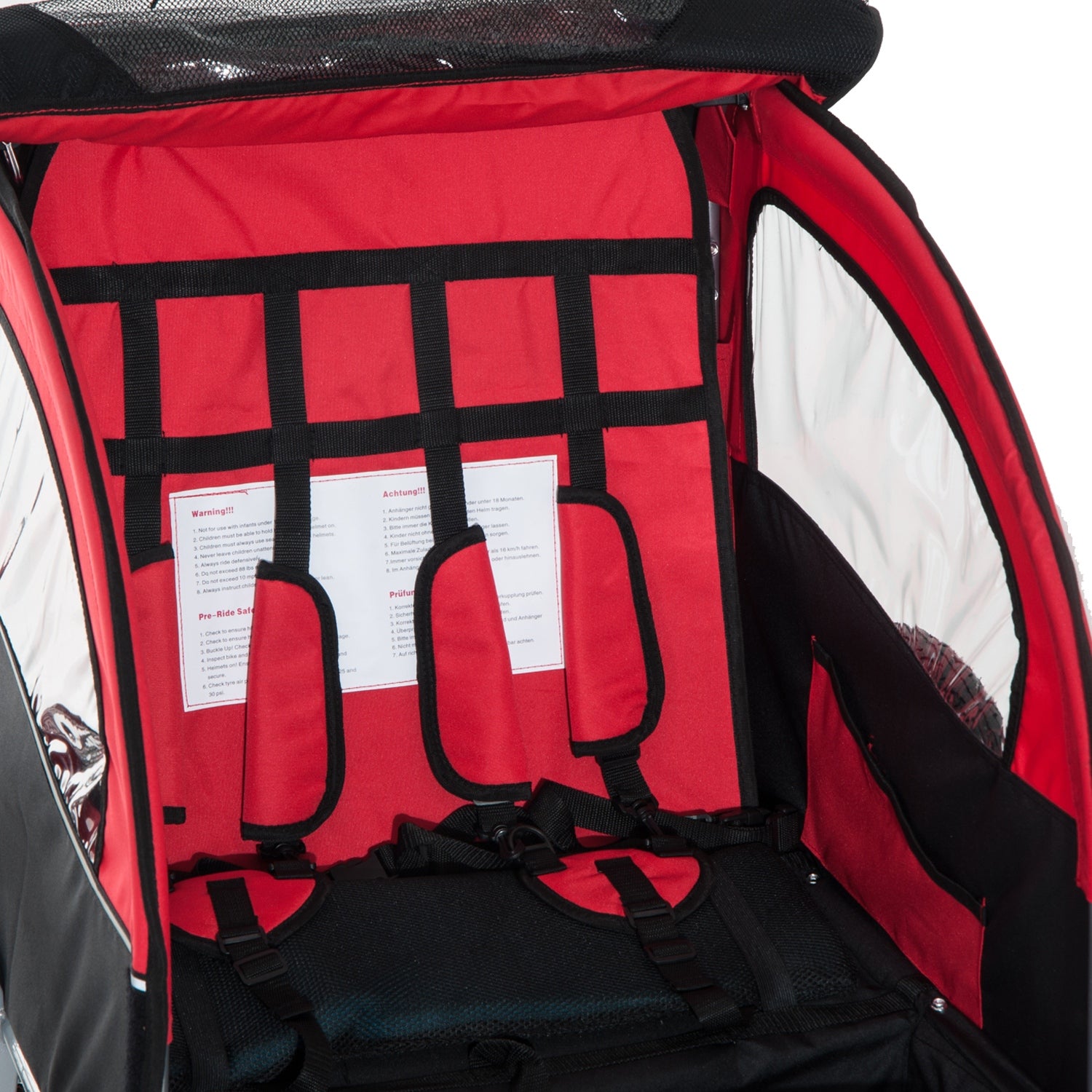 Bike Trailer 2-Seater for Bicycle Baby Child Carrier 2-Seater Red HOMCOM