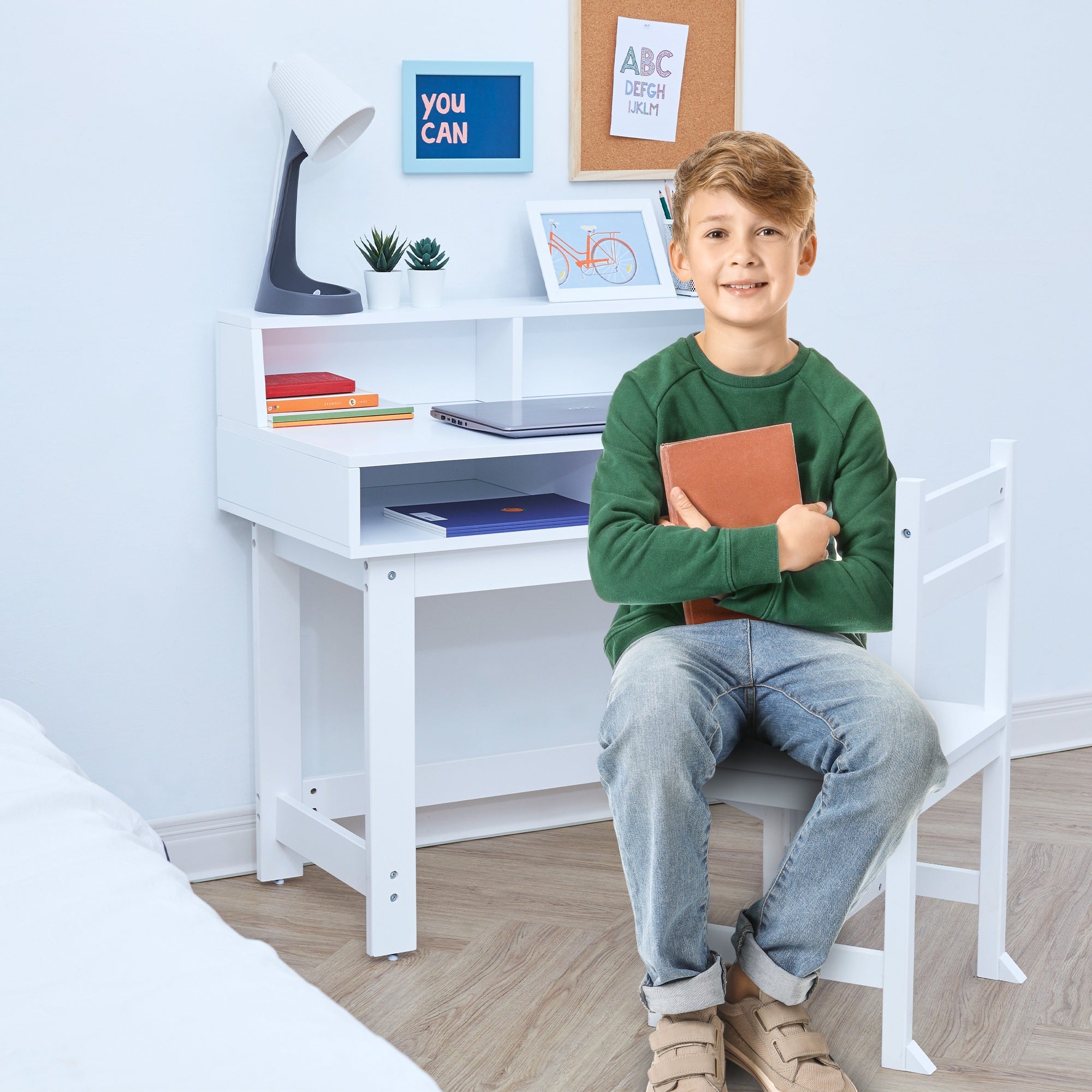Fantasy Fields by Wooden Writing Desk & Storage White