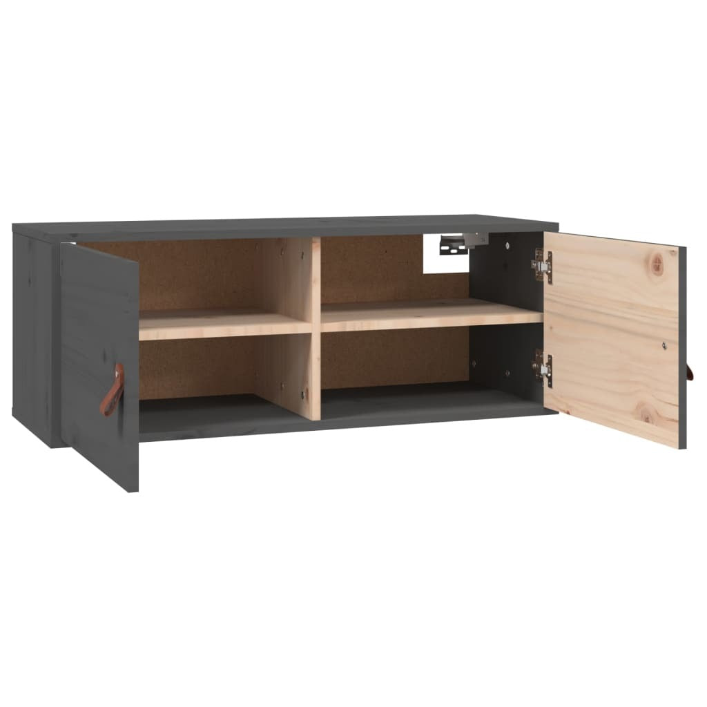 Wall Cabinet Grey 80x30x30 cm Solid Wood Pine