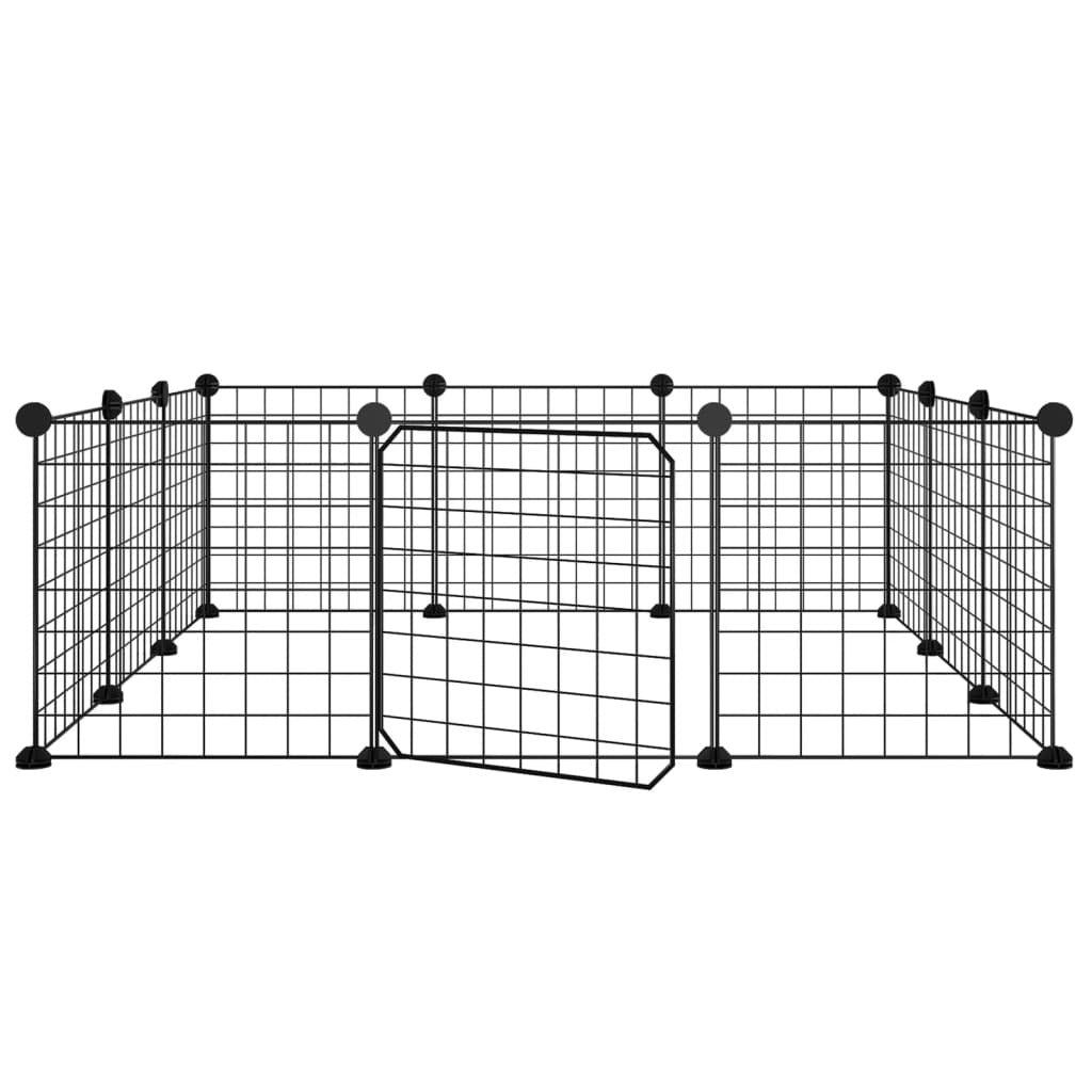 12-Panel Pet Cage with Door Black 35x35 cm Steel