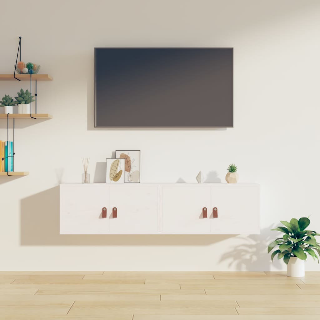 Wall Cabinets 2 pcs White 60x30x30 cm Solid Wood Pine