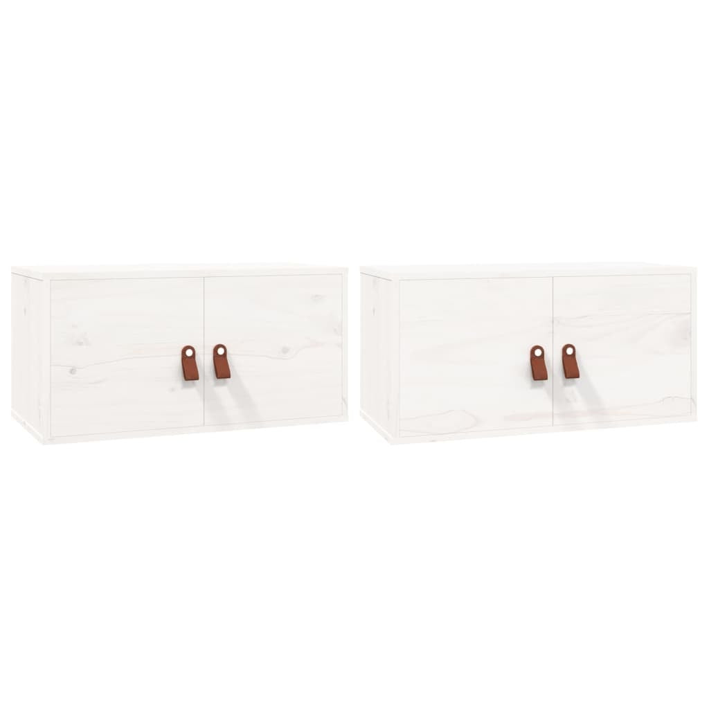 Wall Cabinets 2 pcs White 60x30x30 cm Solid Wood Pine