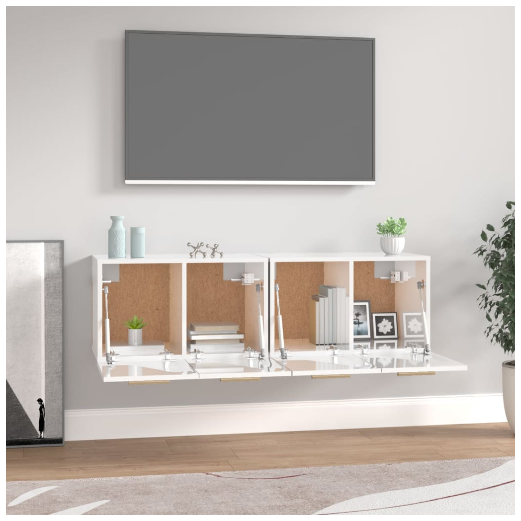 Wall Cabinets 2 pcs High Gloss White 60x36.5x35 cm Engineered Wood