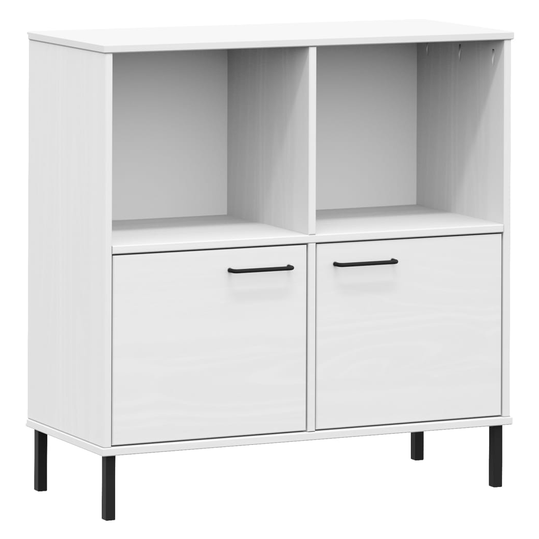vidaXL Bookcase with Metal Legs White 90x35x90.5 cm Solid Wood OSLO
