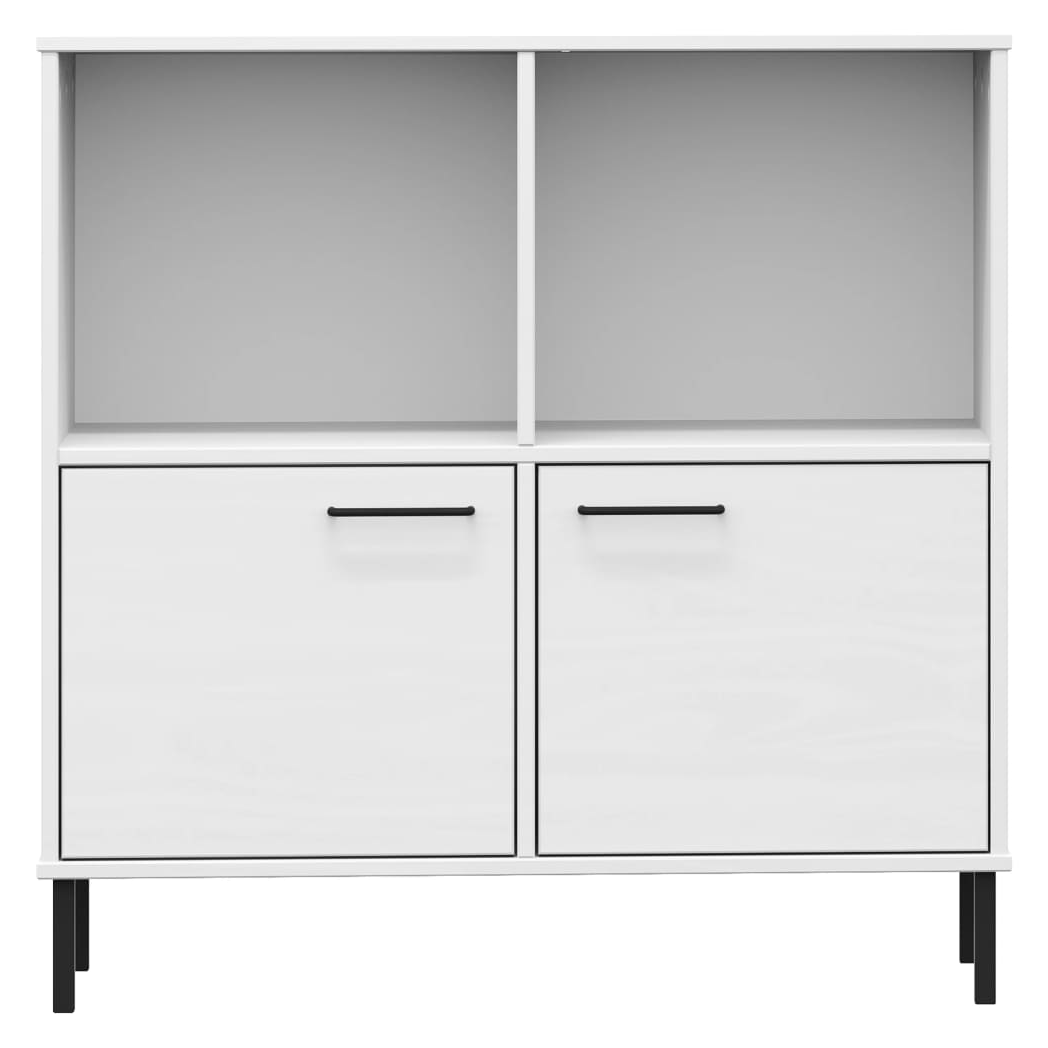 vidaXL Bookcase with Metal Legs White 90x35x90.5 cm Solid Wood OSLO