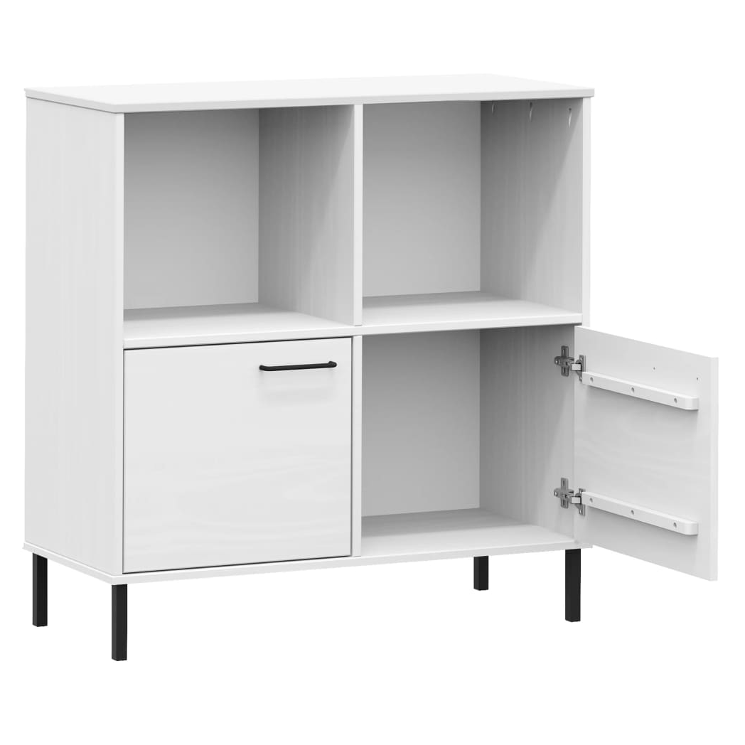vidaXL Bookcase with Metal Legs White 90x35x90.5 cm Solid Wood OSLO