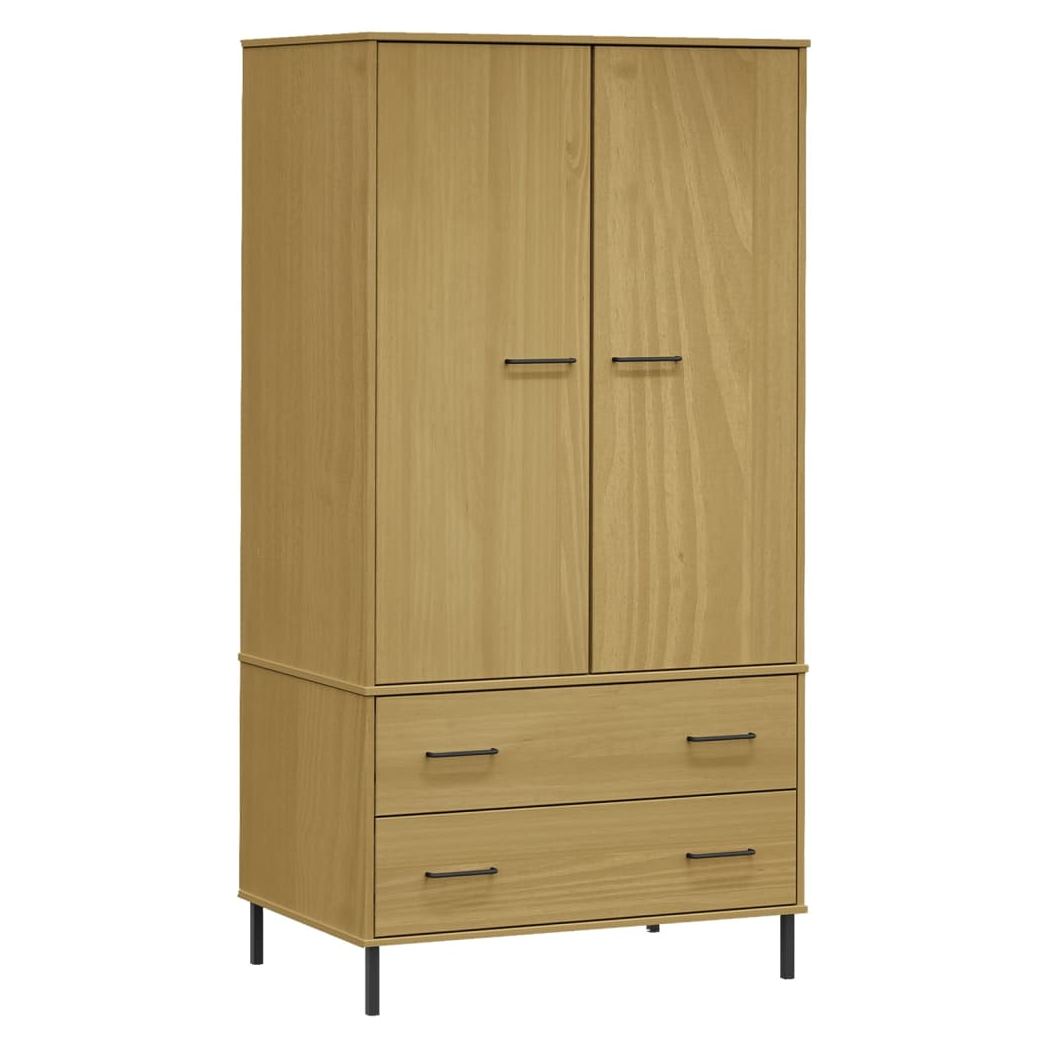 vidaXL Wardrobe with Metal Legs Brown 90x55x172.5 cm Solid Wood OSLO