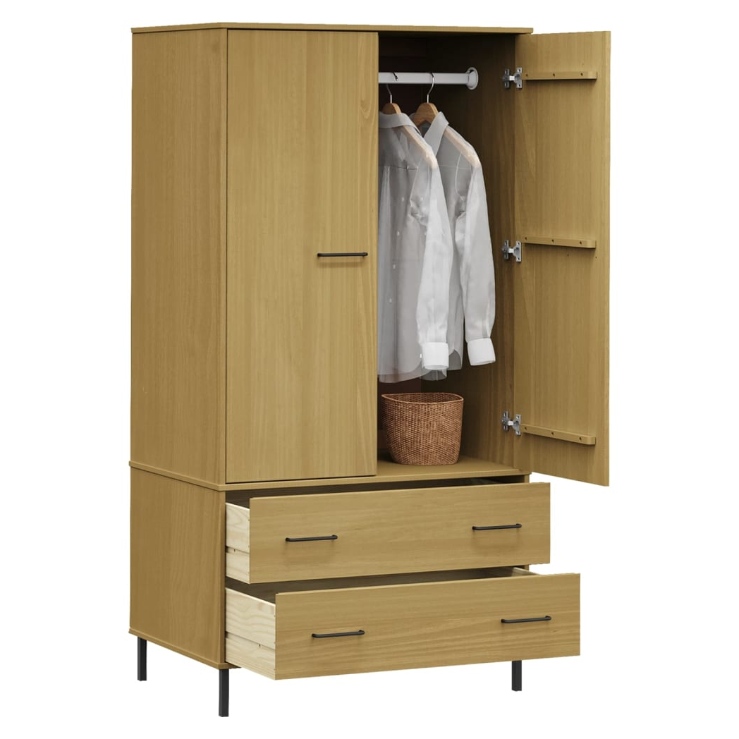 vidaXL Wardrobe with Metal Legs Brown 90x55x172.5 cm Solid Wood OSLO
