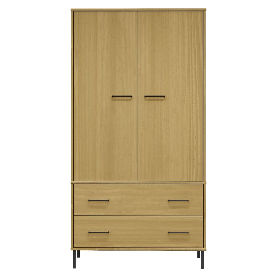vidaXL Wardrobe with Metal Legs Brown 90x55x172.5 cm Solid Wood OSLO