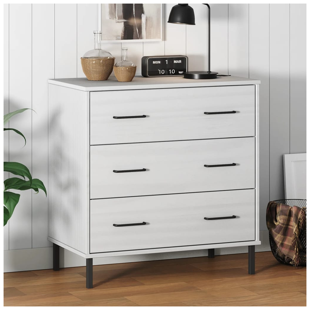 vidaXL Sideboard with 3 Drawers White 77x40x79.5 cm Solid Wood OSLO