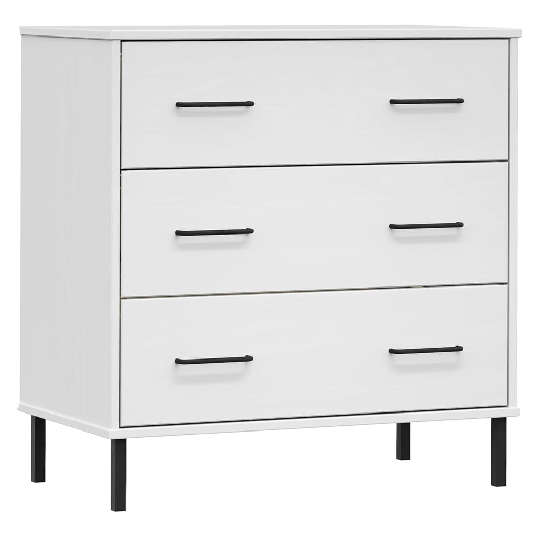 vidaXL Sideboard with 3 Drawers White 77x40x79.5 cm Solid Wood OSLO