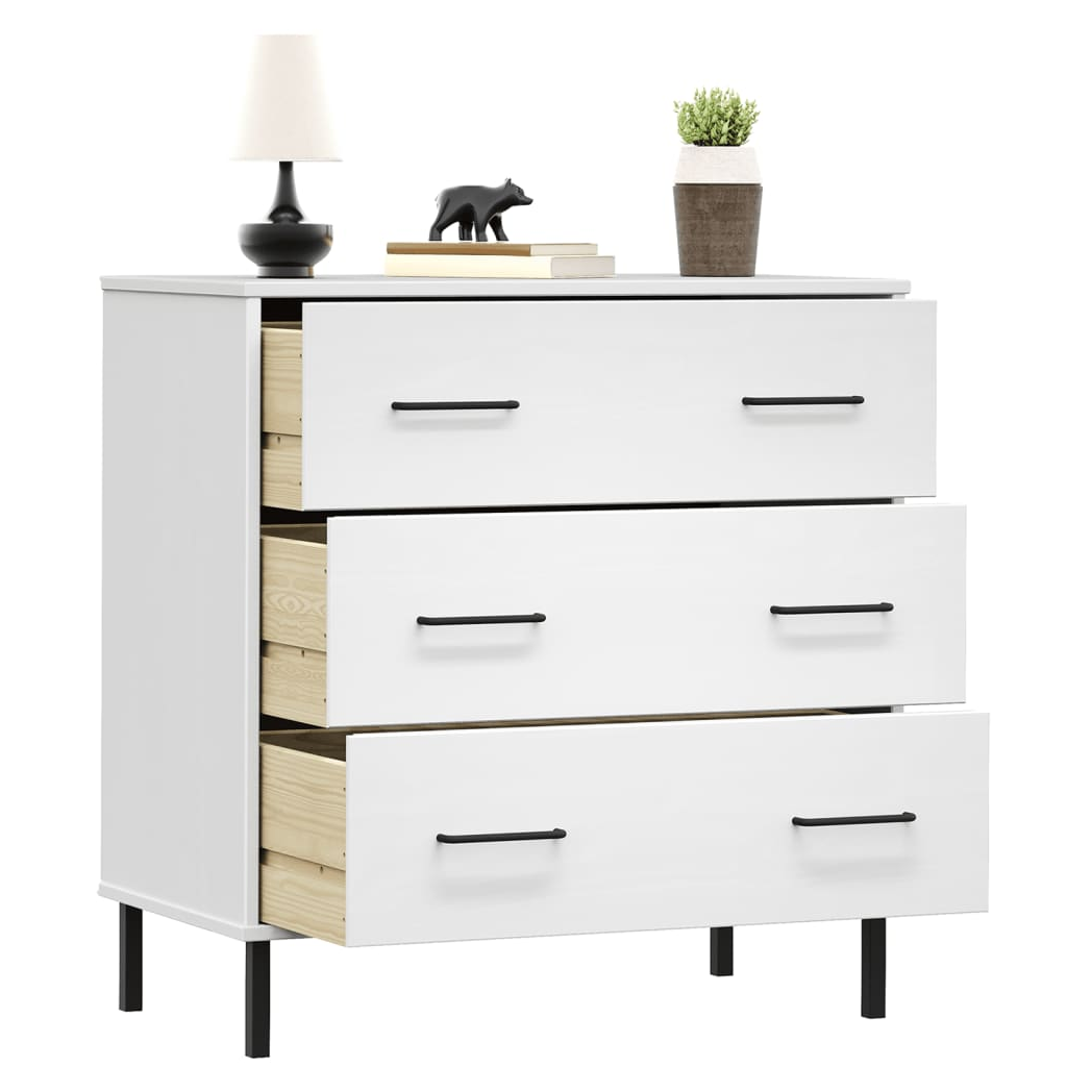 vidaXL Sideboard with 3 Drawers White 77x40x79.5 cm Solid Wood OSLO