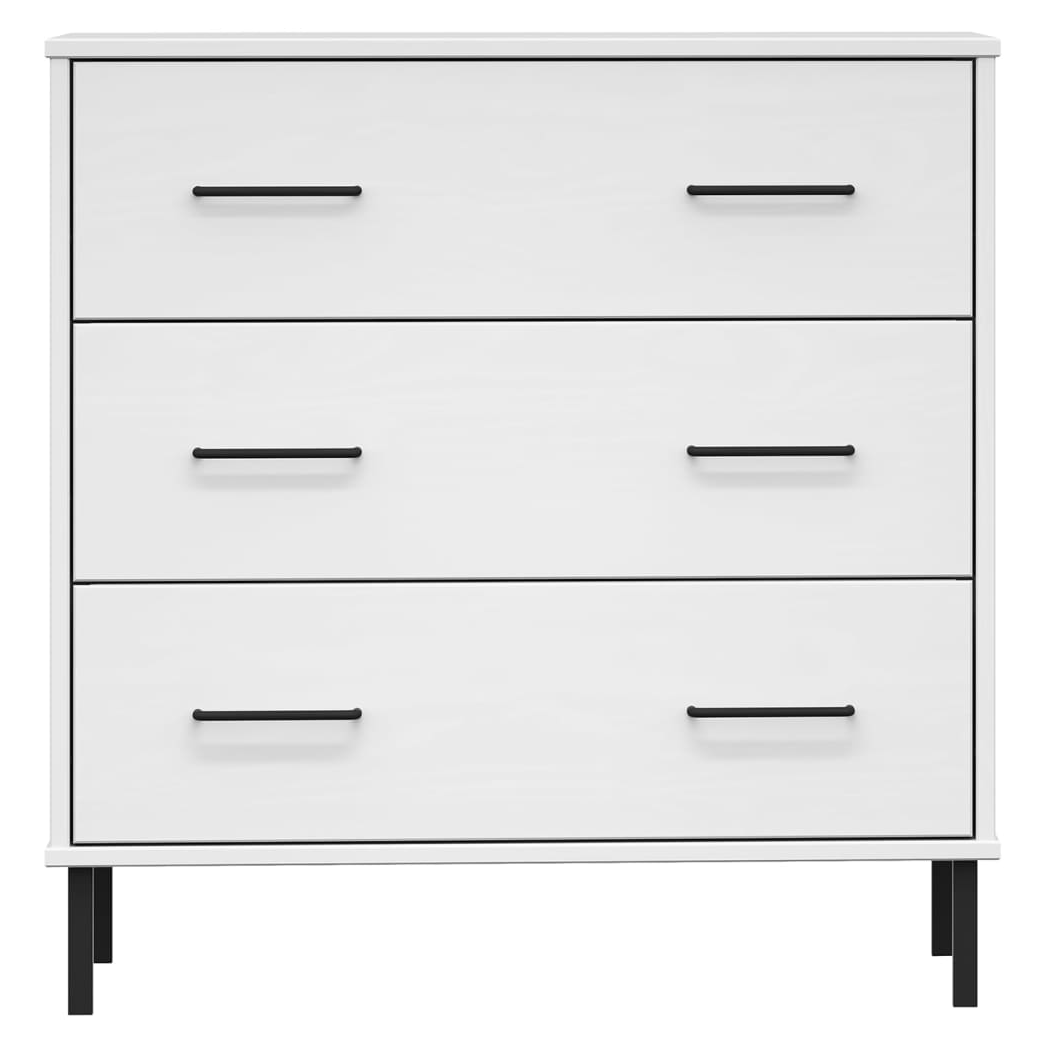 vidaXL Sideboard with 3 Drawers White 77x40x79.5 cm Solid Wood OSLO