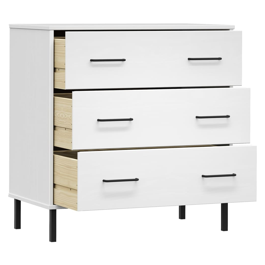 vidaXL Sideboard with 3 Drawers White 77x40x79.5 cm Solid Wood OSLO