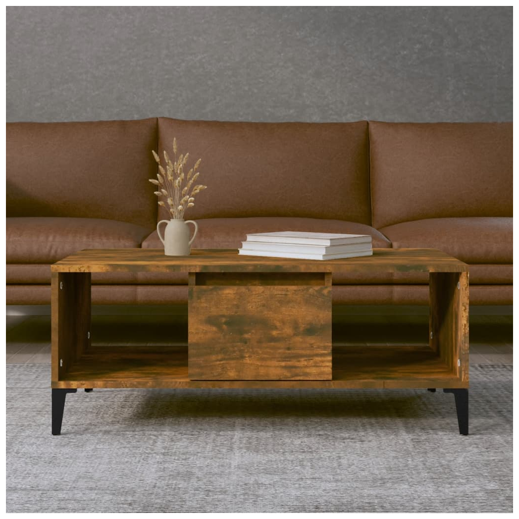 vidaXL Coffee Table Smoked Oak 90x50x36.5 cm Engineered Wood