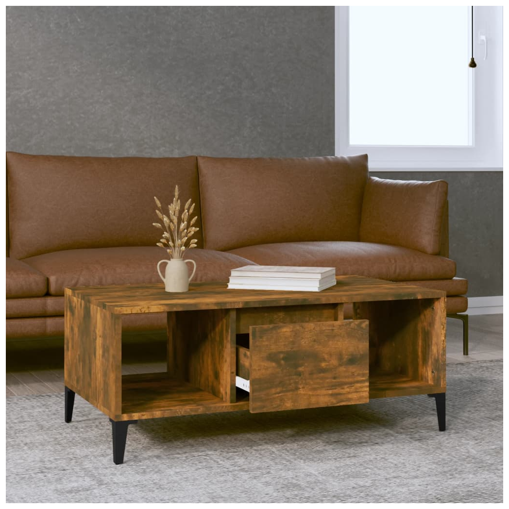 vidaXL Coffee Table Smoked Oak 90x50x36.5 cm Engineered Wood